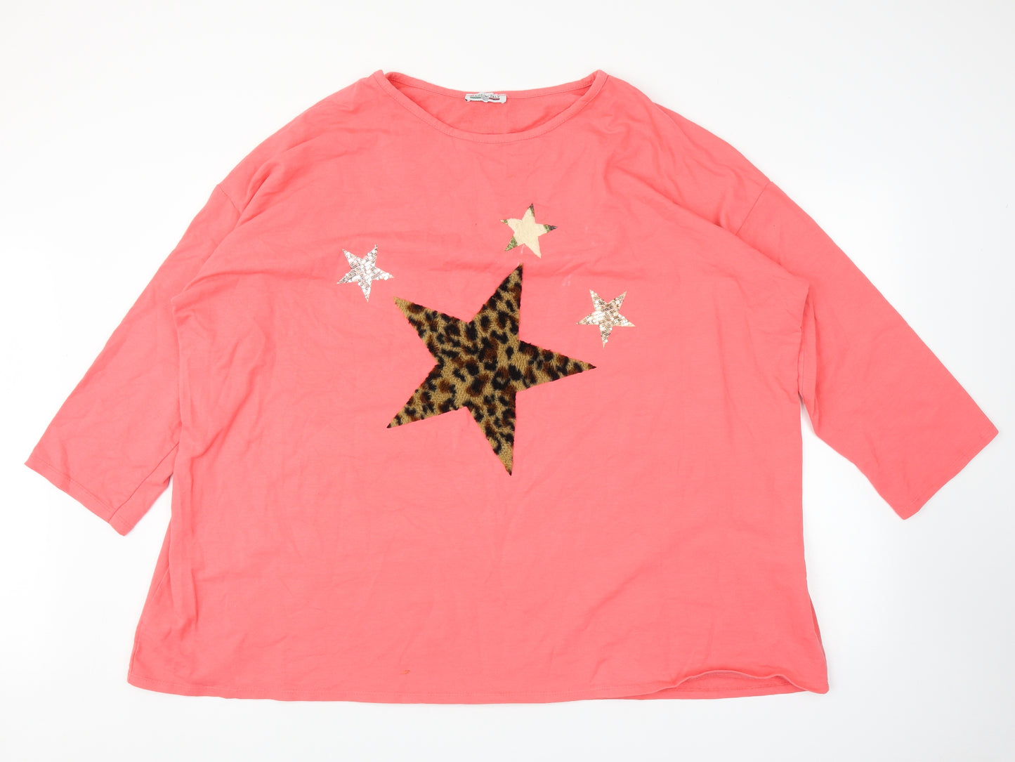 Yayavoo Womens Pink   Basic T-Shirt Size 2XL  - Stars