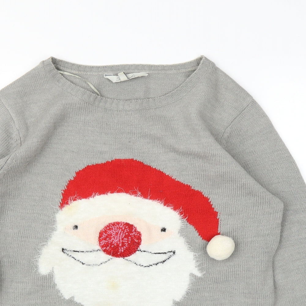 Peacocks Womens Grey   Pullover Jumper Size M  - Christmas