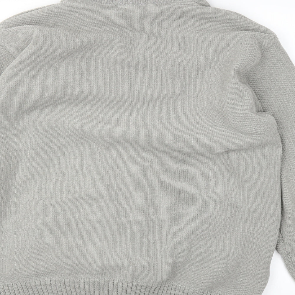 Todd Baxter Mens Grey Argyle/Diamond  Full Zip Jumper Size L