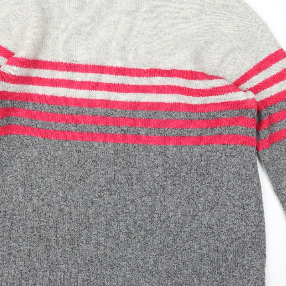 M&S Womens Grey Striped  Pullover Jumper Size S