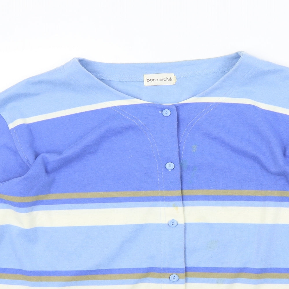 Bonmarché Womens Blue Striped  Cardigan Jumper Size XL