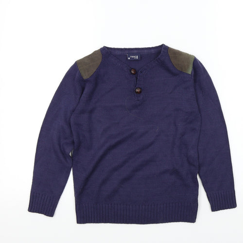 NEXT Boys Blue Colourblock  Pullover Jumper Size 7 Years