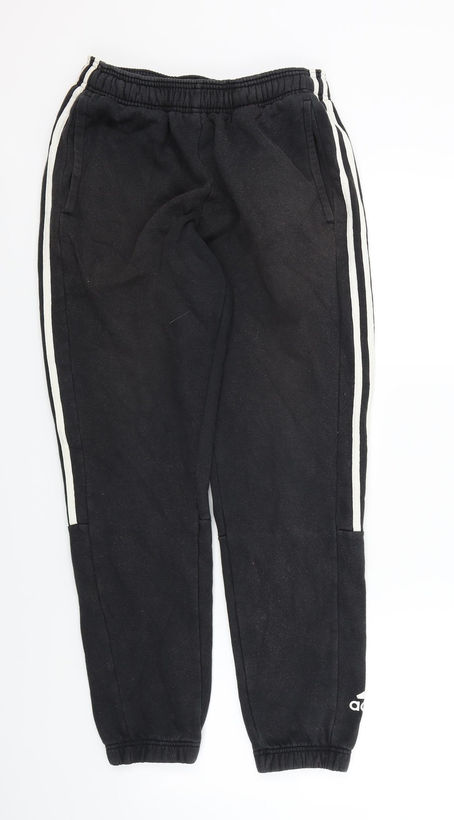 adidas Boys Black Colourblock  Jogger Trousers Size M - Elastic ankles