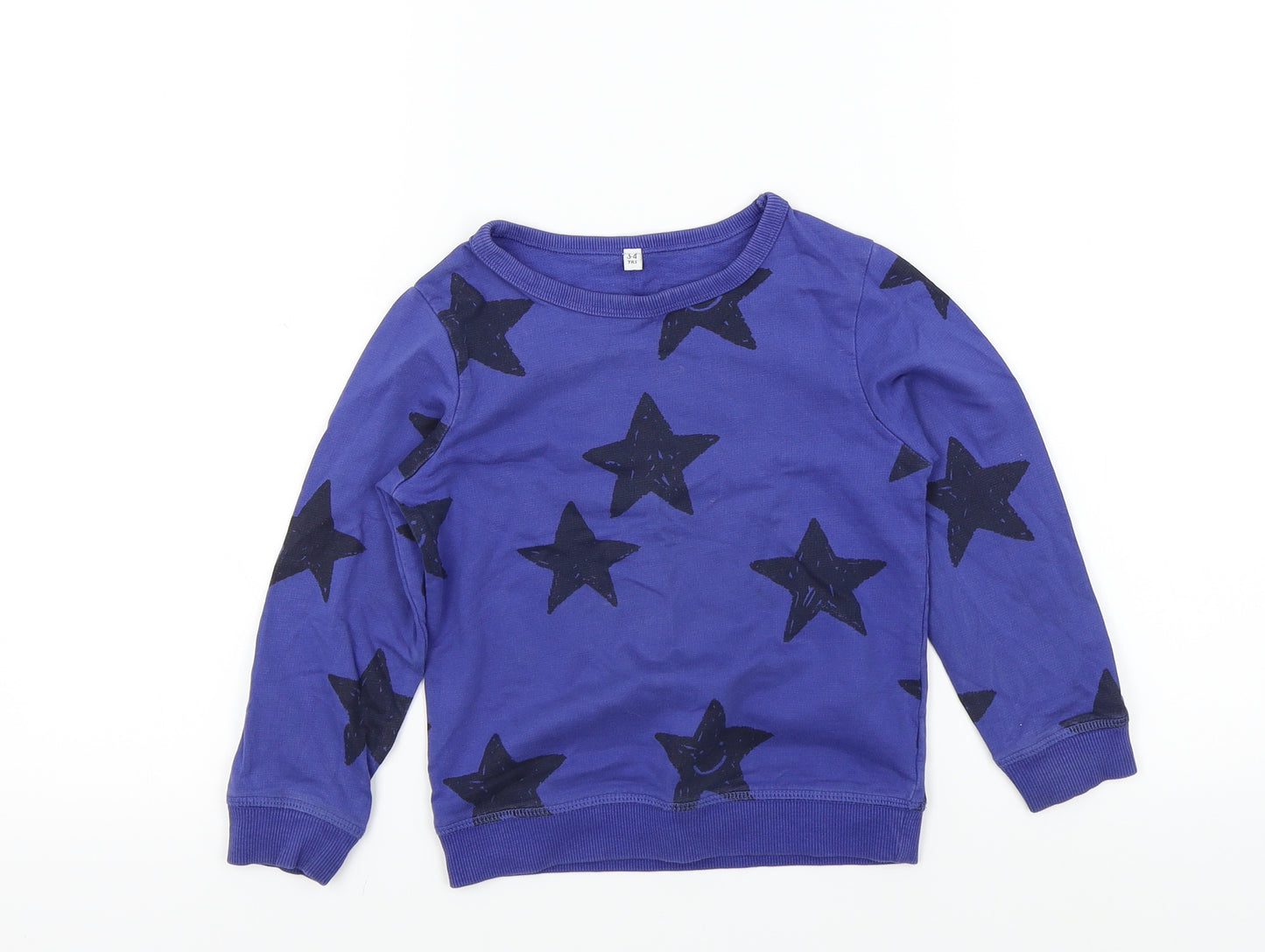 M&S Boys Blue Colourblock  Pullover Jumper Size 3-4 Years  - STARS