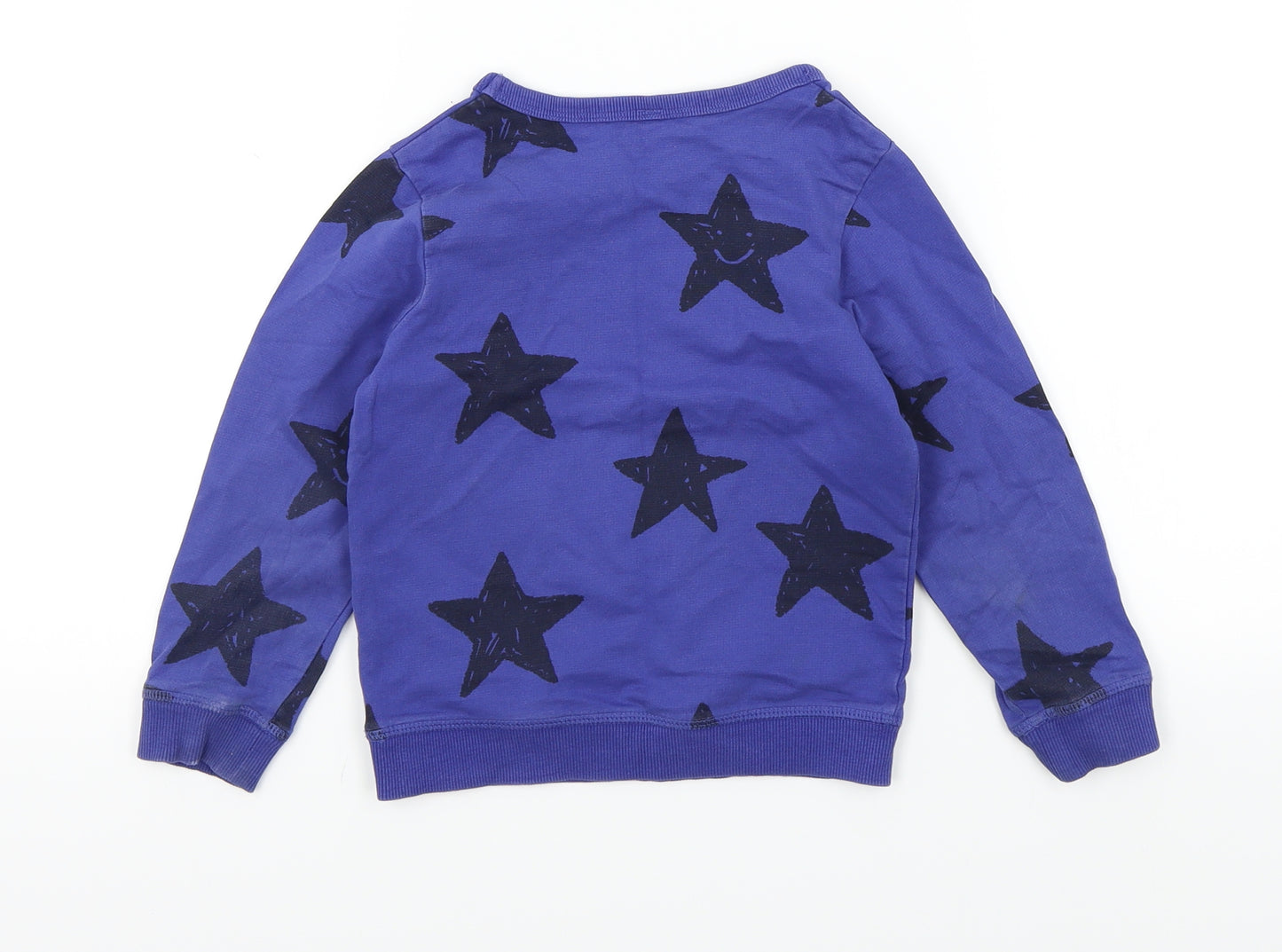 M&S Boys Blue Colourblock  Pullover Jumper Size 3-4 Years  - STARS