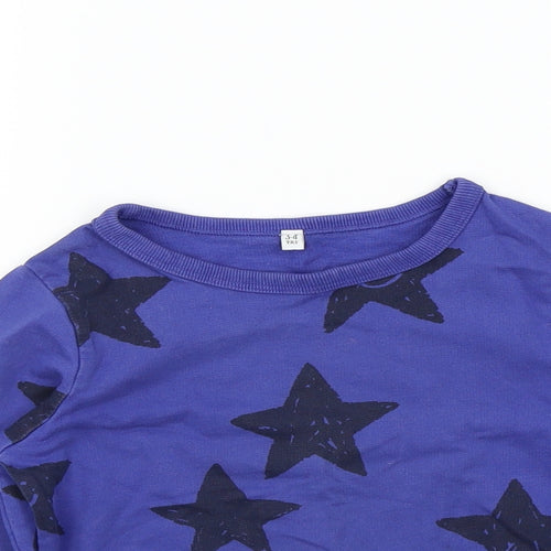 M&S Boys Blue Colourblock  Pullover Jumper Size 3-4 Years  - STARS