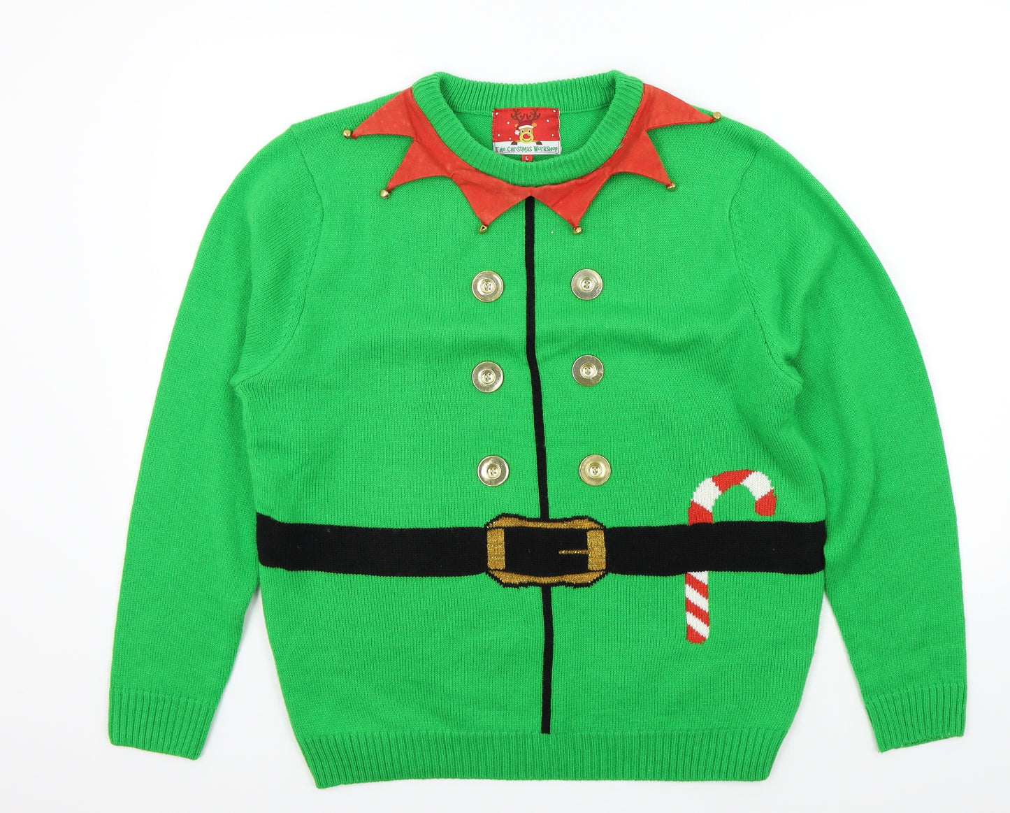 The Christmas Workshop Mens Green   Pullover Jumper Size L  - Christmas  Jumper