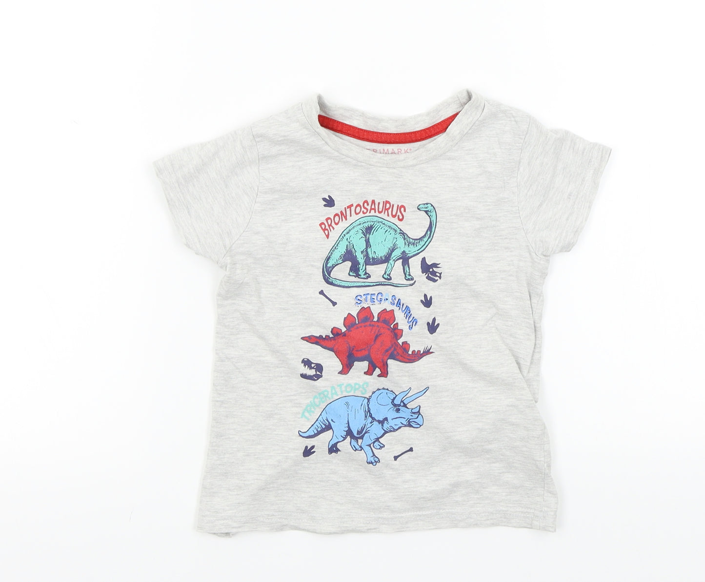 Primark Boys Grey Colourblock  Basic T-Shirt Size 2-3 Years