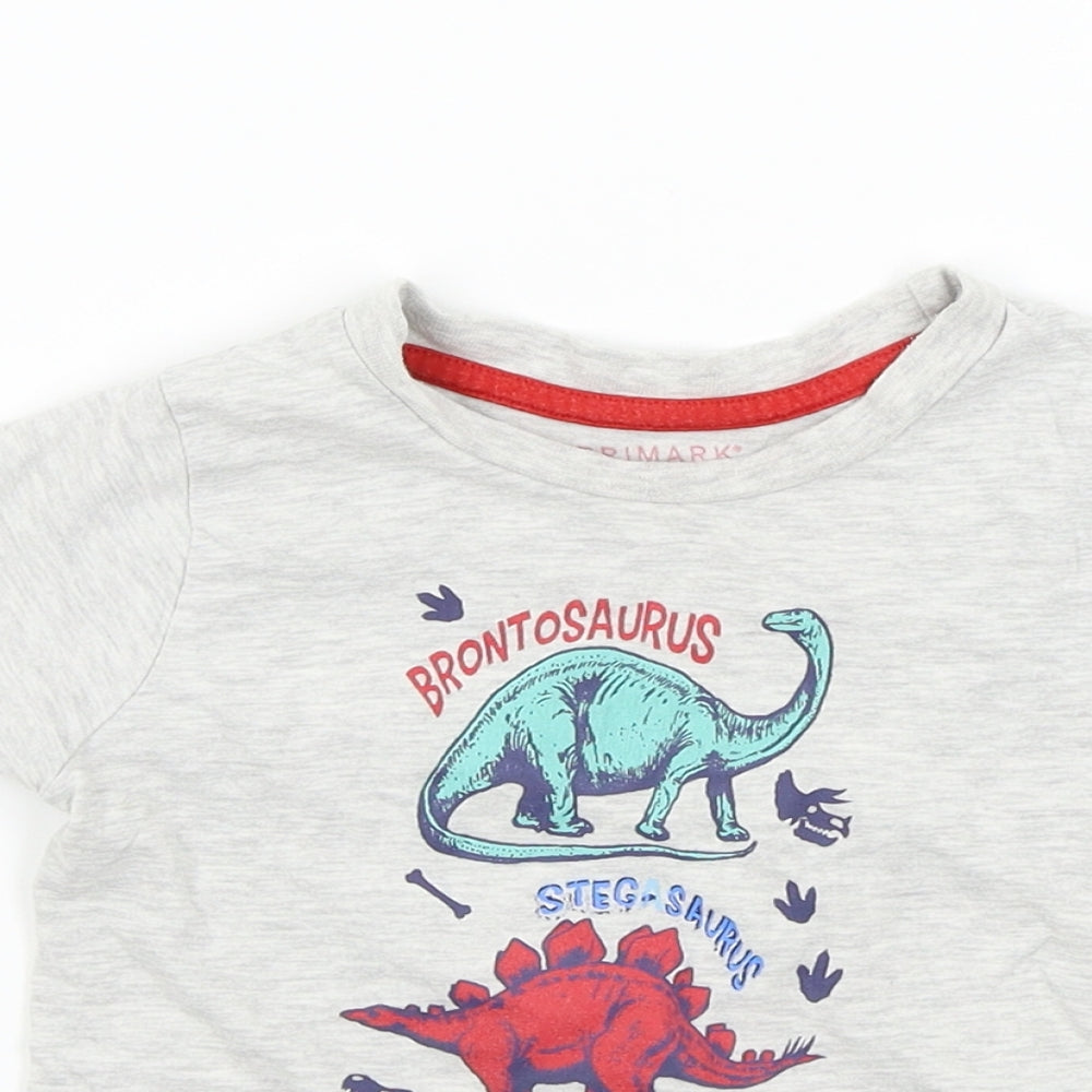 Primark Boys Grey Colourblock  Basic T-Shirt Size 2-3 Years