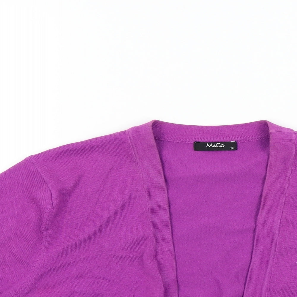M&Co Womens Purple   Cardigan Jumper Size 16