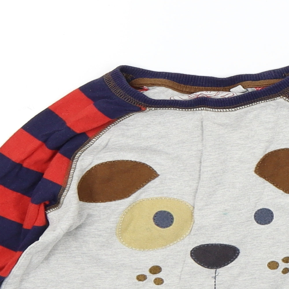 NEXT Baby Grey Colourblock  Basic T-Shirt Size 18-24 Months  - DOG EMBROIDERY