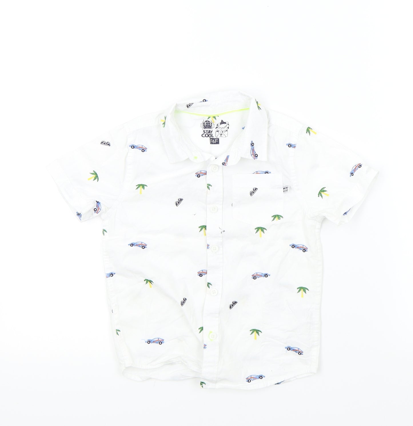 F&F Baby White Colourblock  Basic Button-Up Size 24 Months