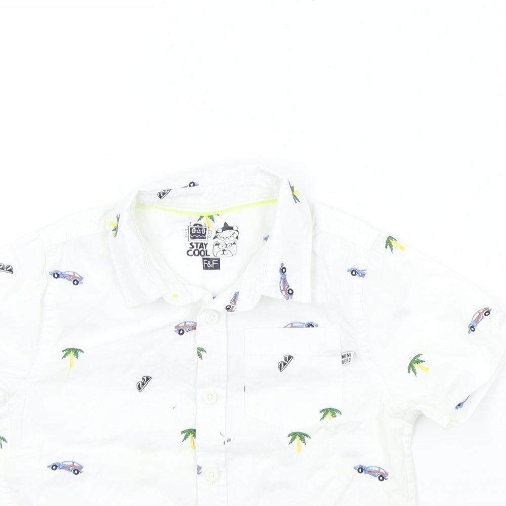 F&F Baby White Colourblock  Basic Button-Up Size 24 Months
