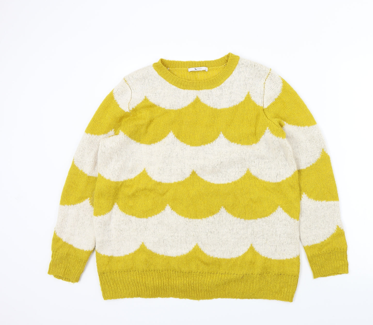 TU Womens White Striped  Pullover Jumper Size 14
