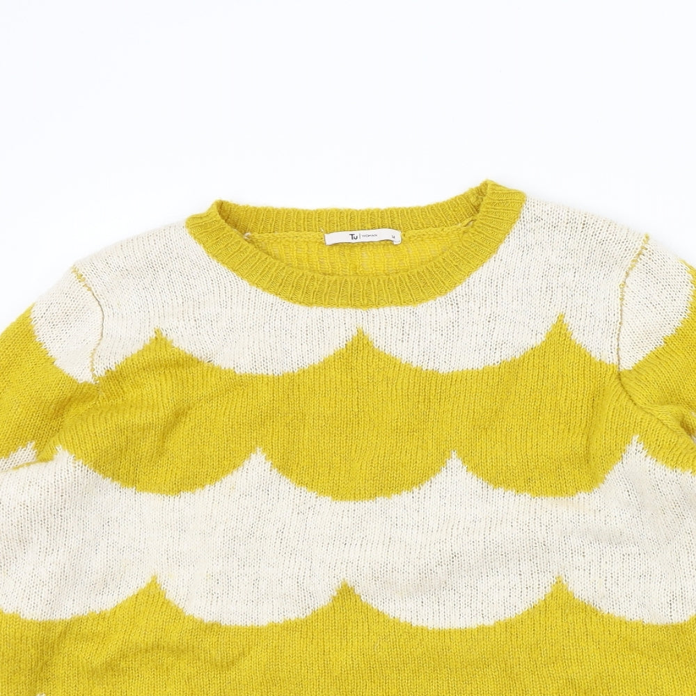 TU Womens White Striped  Pullover Jumper Size 14
