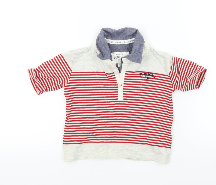 JOUNIOR J Baby Red Striped  Basic Polo Size 18-24 Months