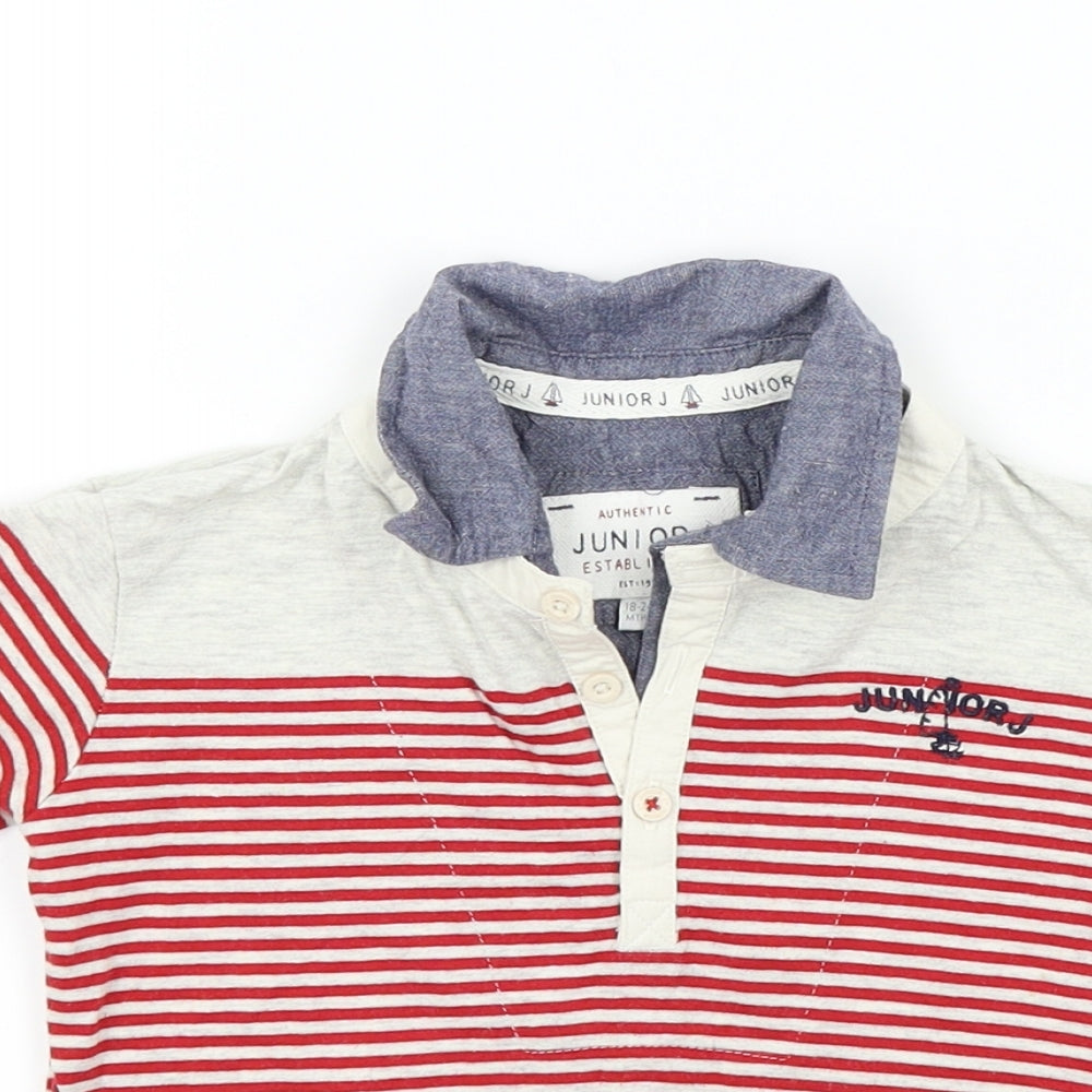 JOUNIOR J Baby Red Striped  Basic Polo Size 18-24 Months