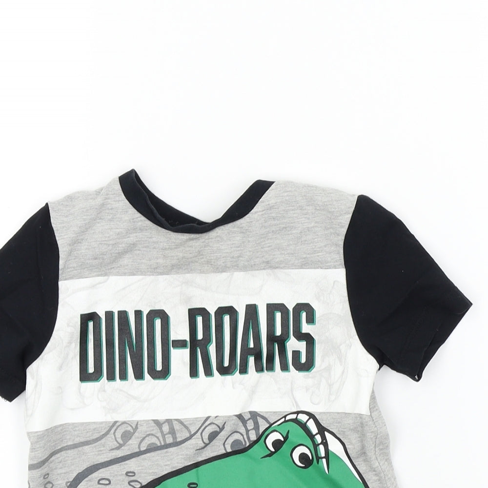 George Boys Green Houndstooth  Basic T-Shirt Size 3-4 Years  - dinosaur