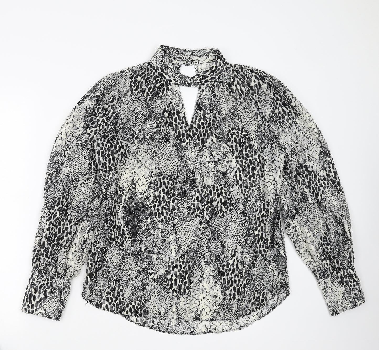 River Island Womens Black Animal Print  Basic Blouse Size 14