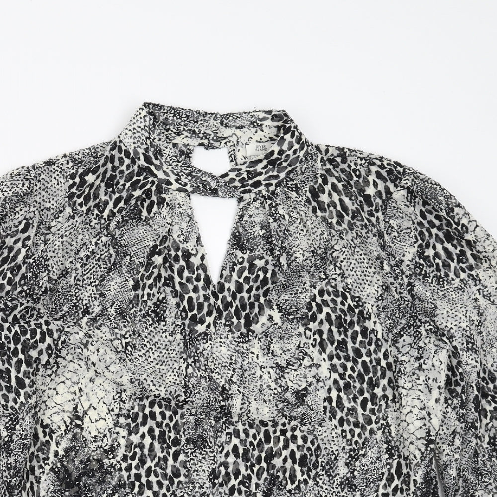 River Island Womens Black Animal Print  Basic Blouse Size 14