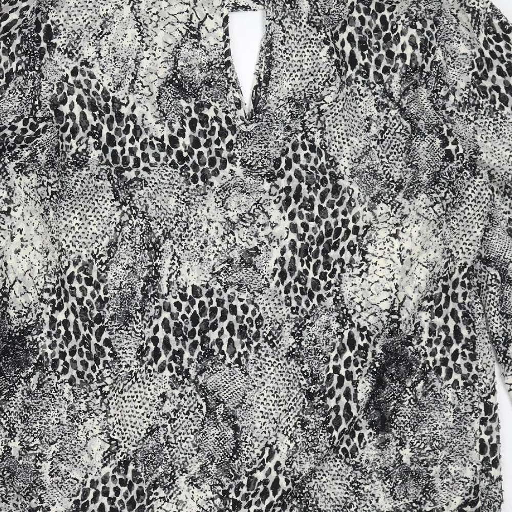 River Island Womens Black Animal Print  Basic Blouse Size 14