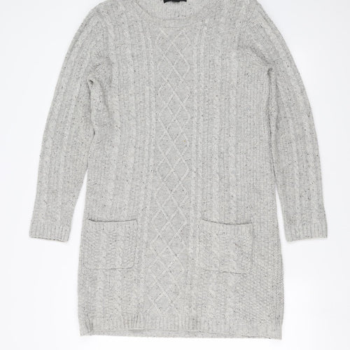 Primark Womens Grey  Knit Jumper Dress  Size 12  - cable knit