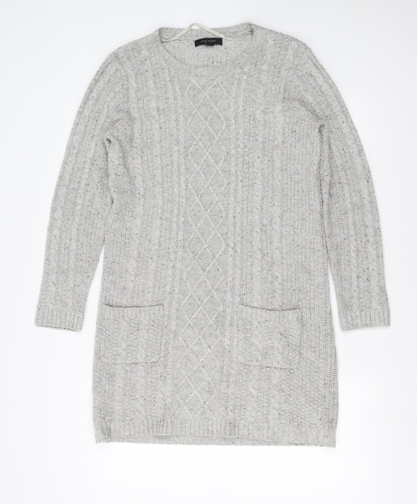 Primark Womens Grey  Knit Jumper Dress  Size 12  - cable knit