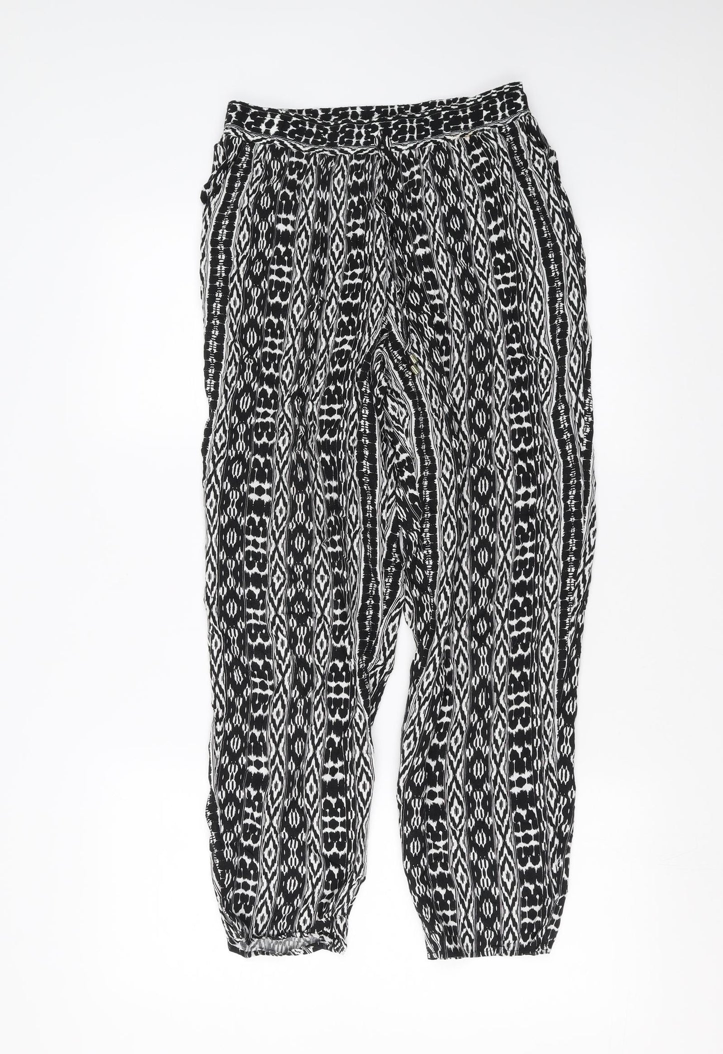 F&F Womens Black Geometric  Trousers  Size 10 L27 in
