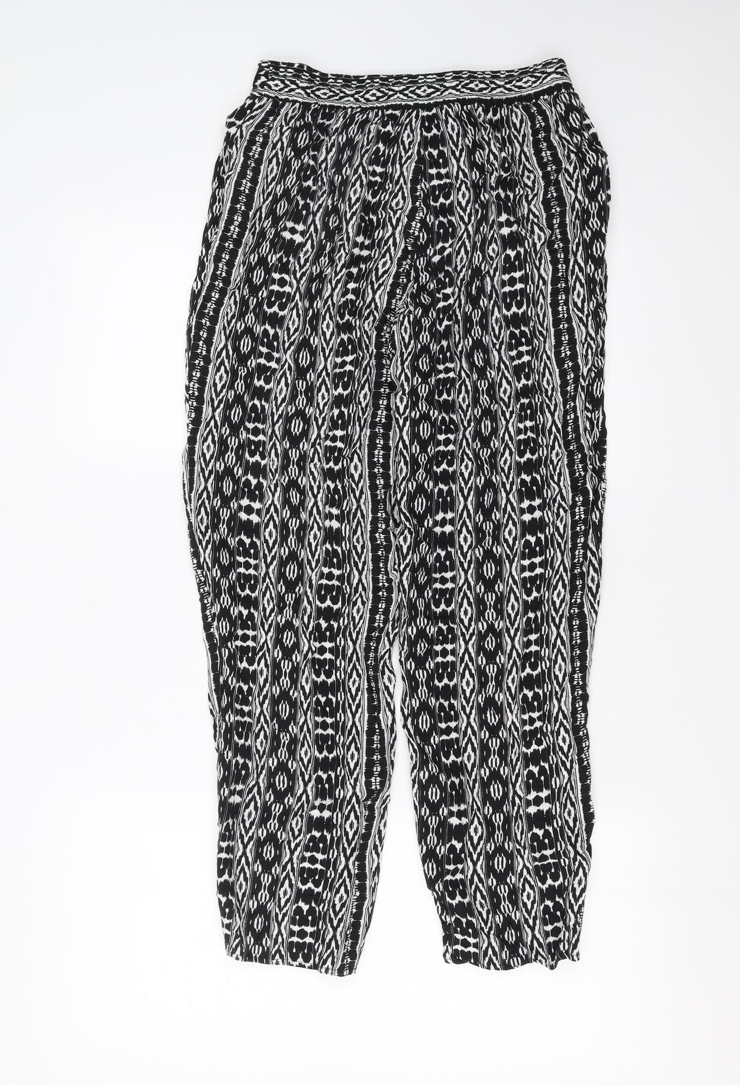 F&F Womens Black Geometric  Trousers  Size 10 L27 in