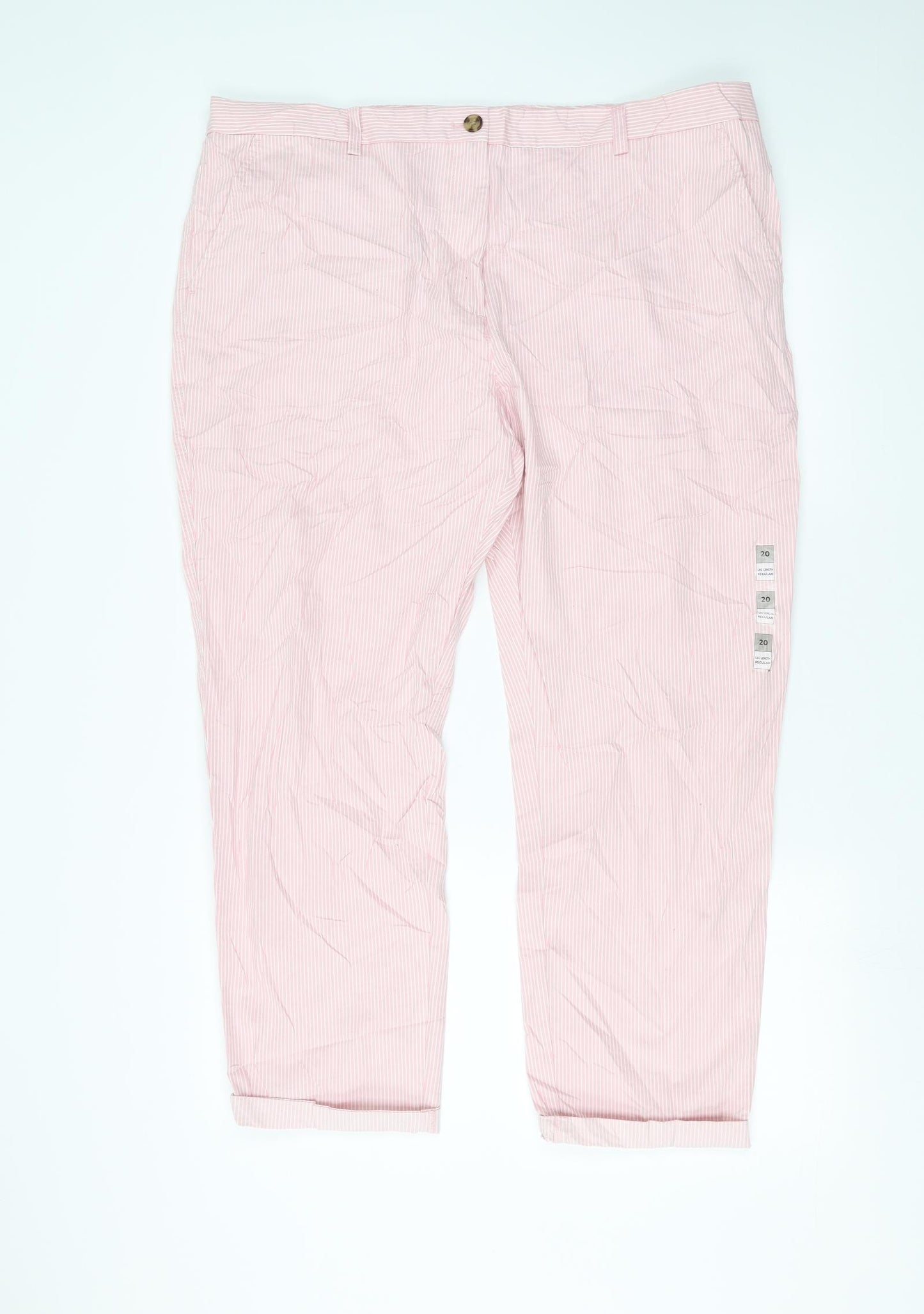 Marks and Spencer Womens Pink Striped  Trousers  Size 20 L27 in