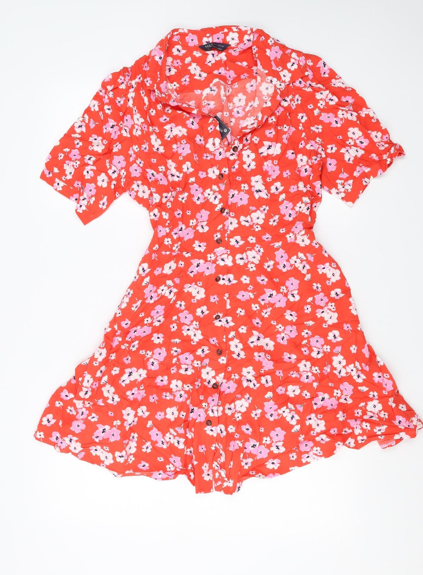 Marks and Spencer Womens Red Floral  Fit & Flare  Size 14