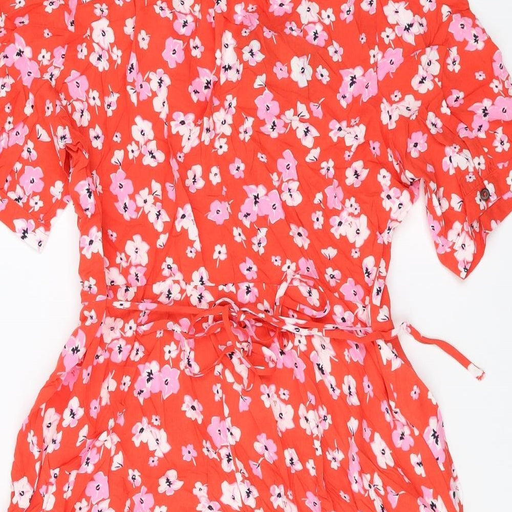 Marks and Spencer Womens Red Floral  Fit & Flare  Size 14