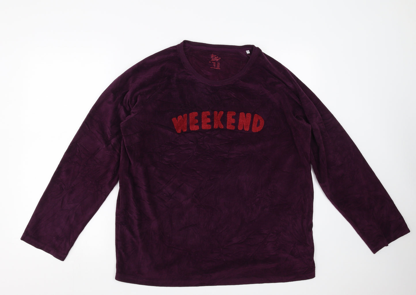 Primark Womens Purple Solid Fleece Top Pyjama Top Size 14  - weekend