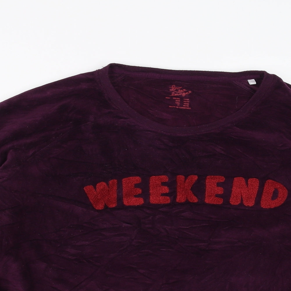 Primark Womens Purple Solid Fleece Top Pyjama Top Size 14  - weekend
