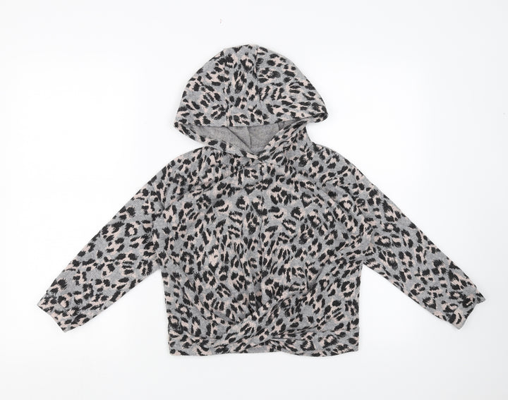 Sainsburys Girls Green Animal Print Pullover Hoodie Size 8 Years