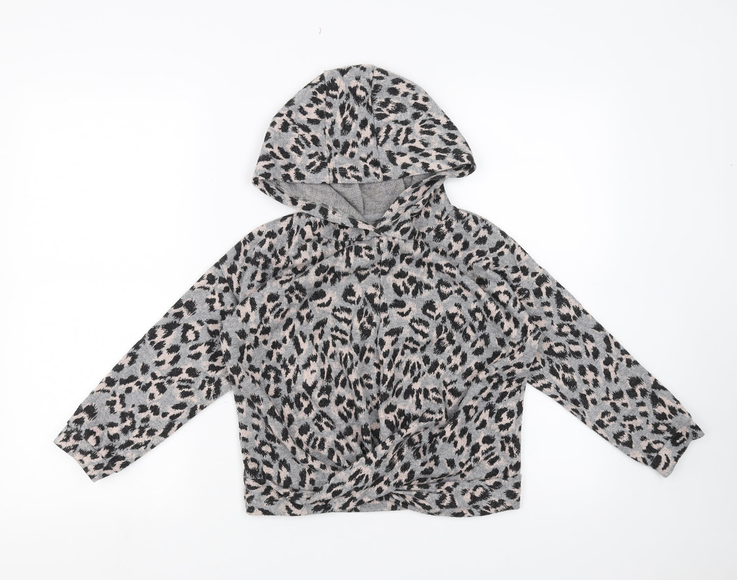 Sainsburys Girls Green Animal Print  Pullover Hoodie Size 8 Years