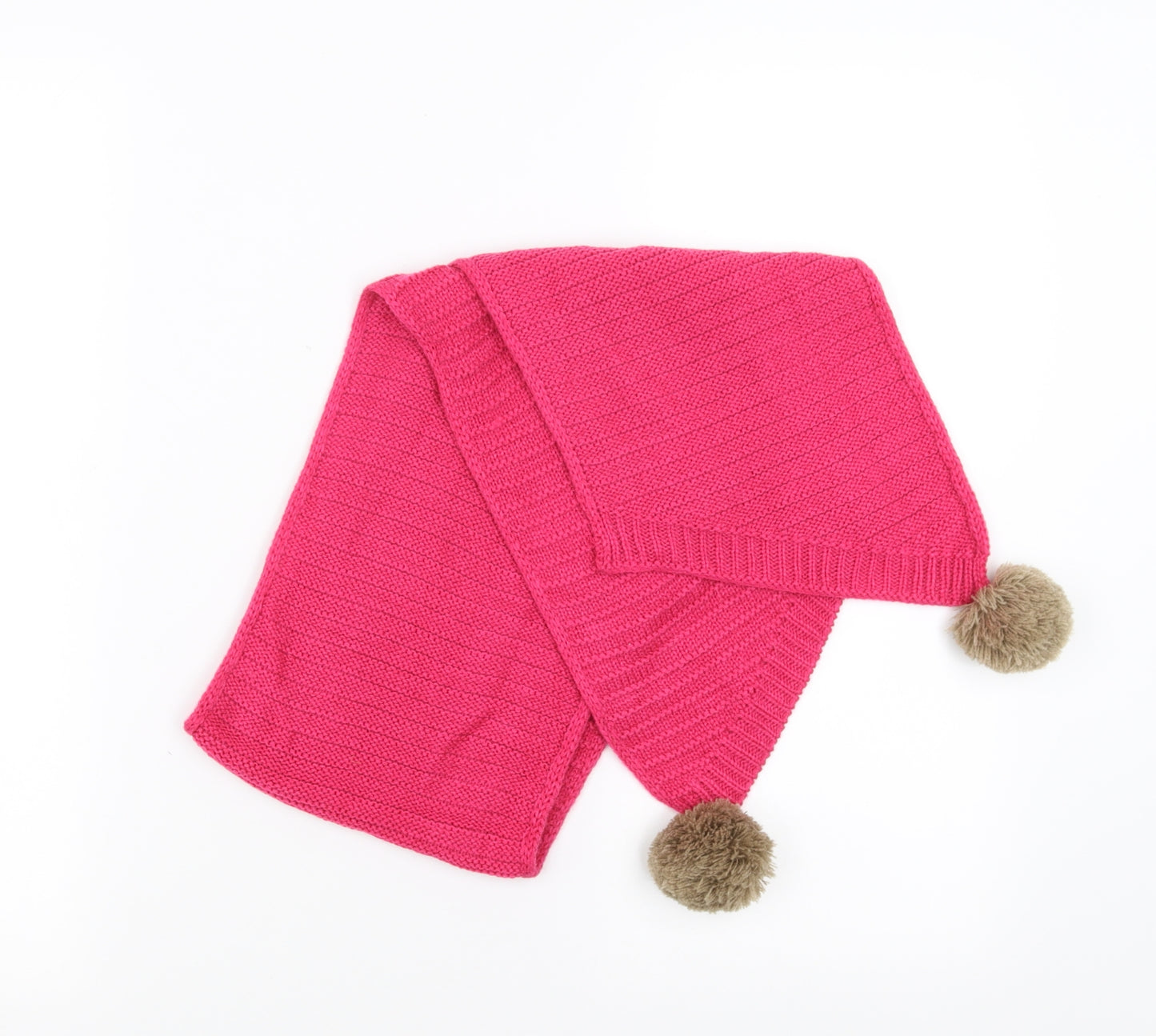 Preworn Womens Pink    Scarf   - pom poms