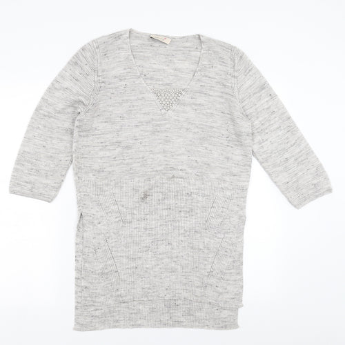 Marks and Spencer Womens Grey   Pullover Jumper Size 12  - Side split