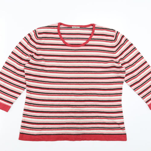 Preworn Womens Red Striped  Pullover Jumper Size 14