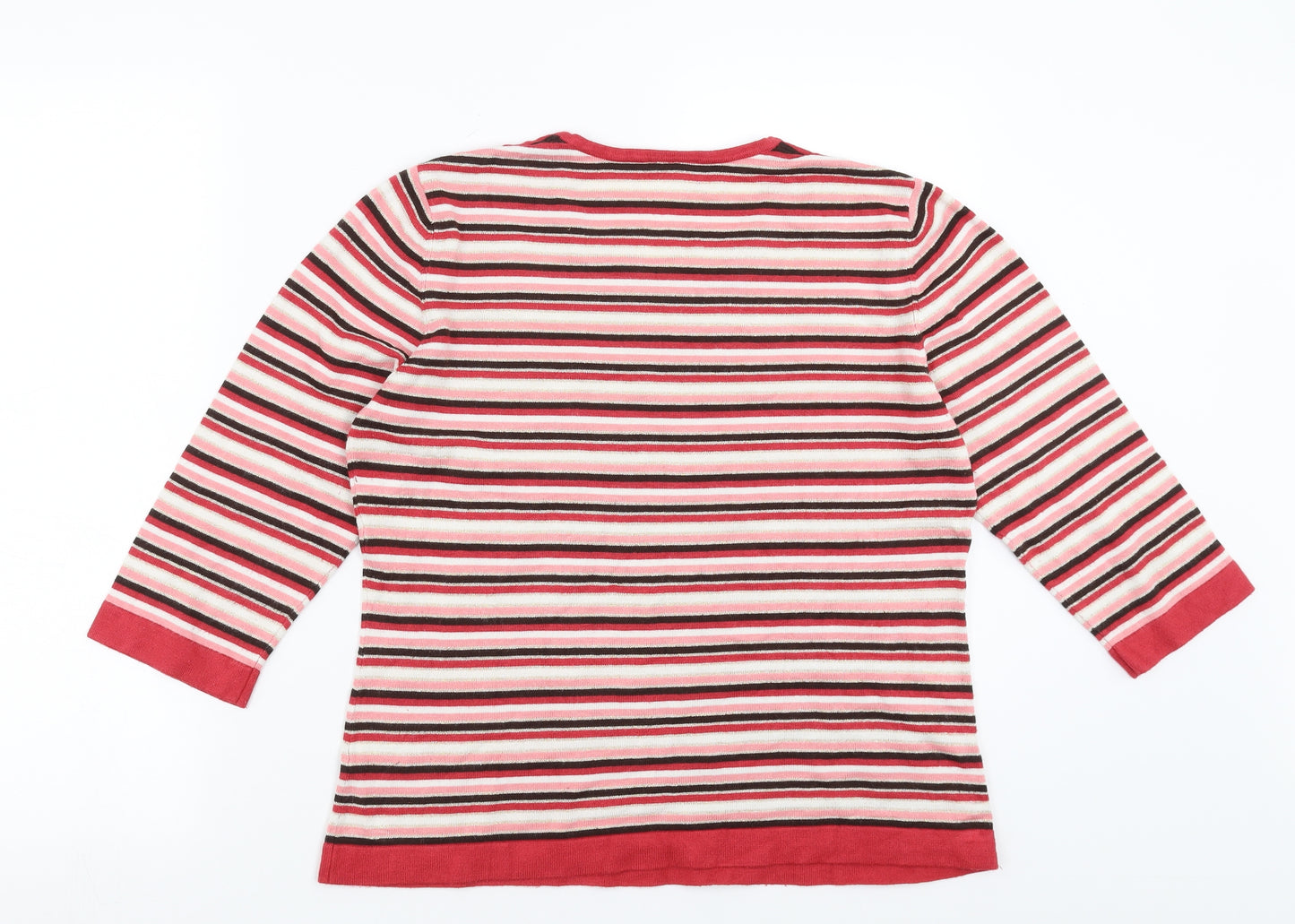 Preworn Womens Red Striped  Pullover Jumper Size 14