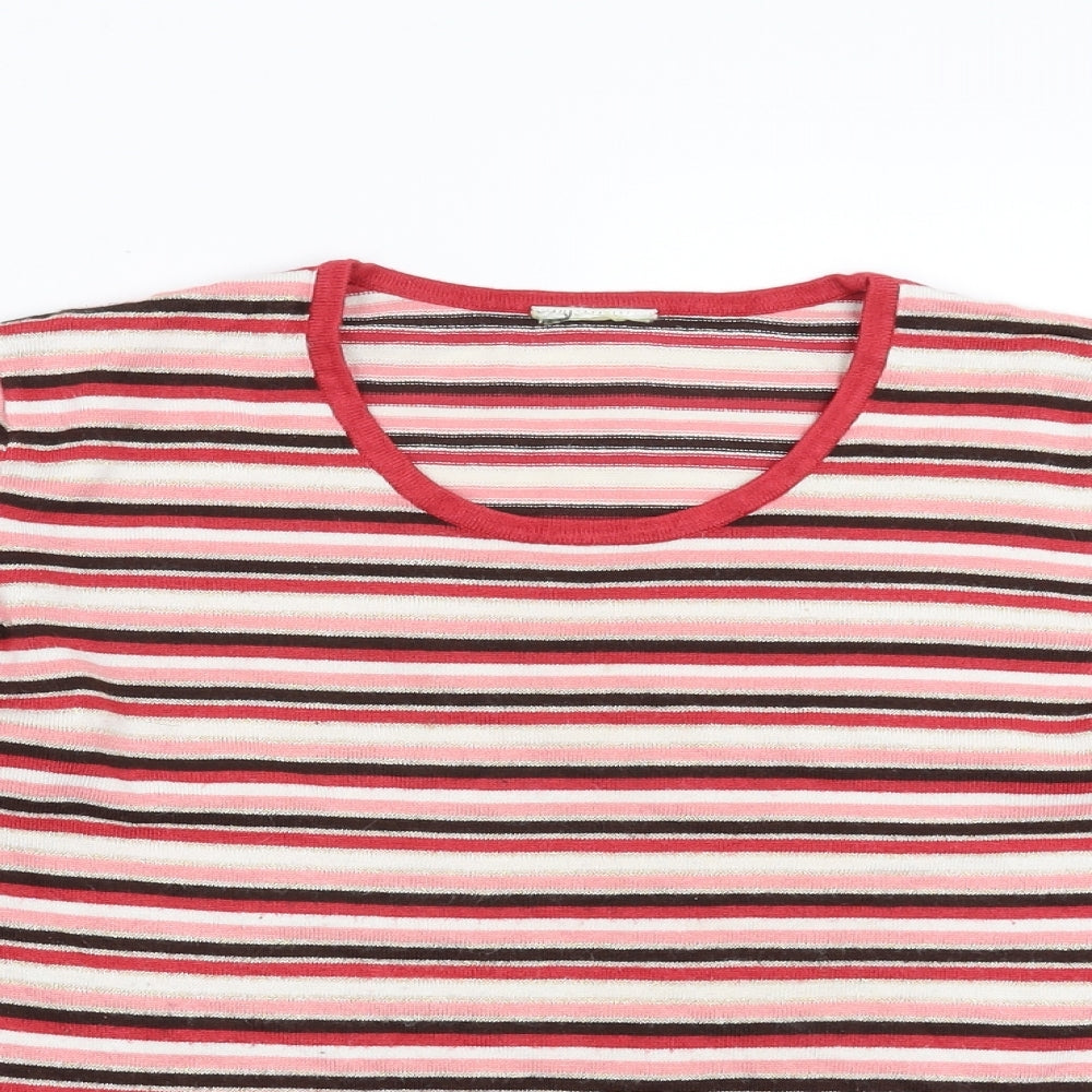 Preworn Womens Red Striped  Pullover Jumper Size 14