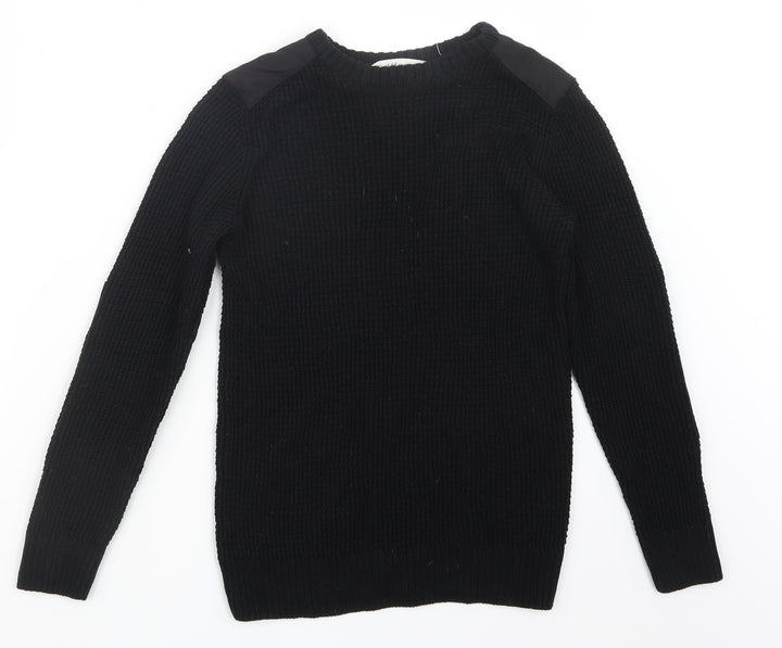 H&M Boys Black Knit Pullover Jumper Size 9-10 Years