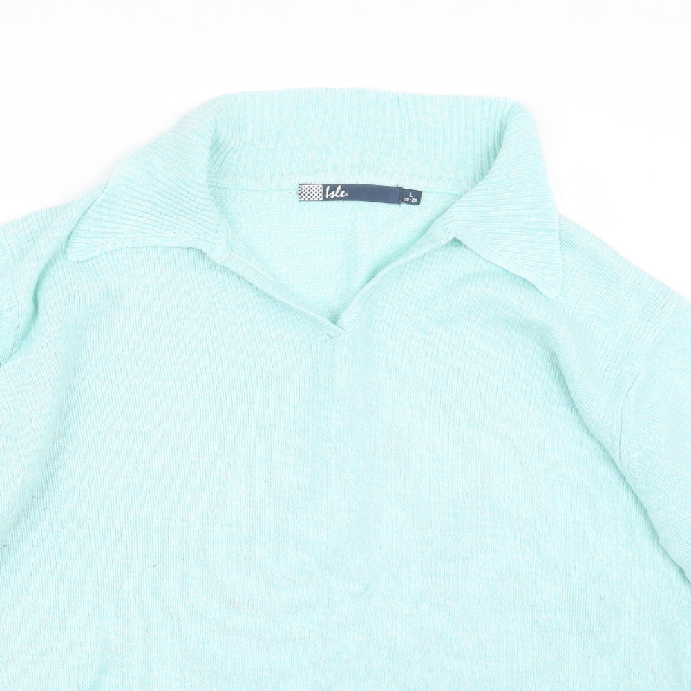 Isle Womens Green  Knit Pullover Jumper Size 18