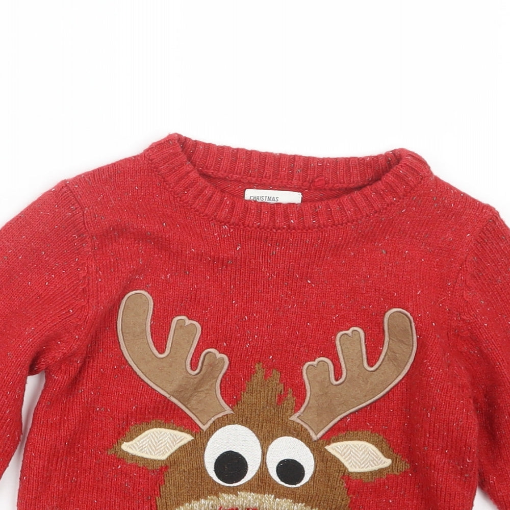 NEXT Boys Red  Knit Pullover Jumper Size 5 Years  - Christmas