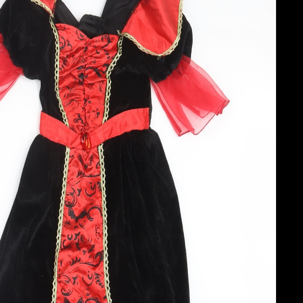 Preworn Girls Black Geometric  A-Line  Size 5-6 Years  - Fancy Dress