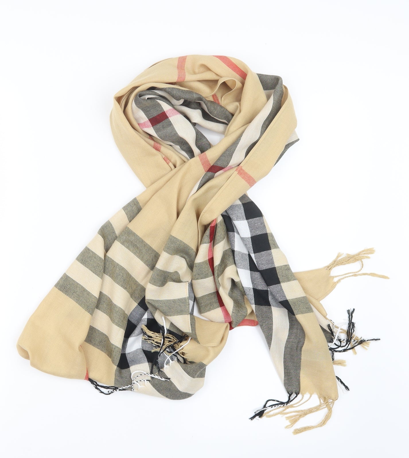 PASHMINA Womens Beige Check   Scarf
