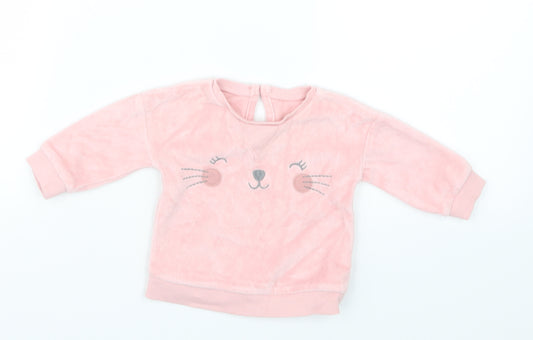Front view of George girls’ pink jumper, size 0-3, months