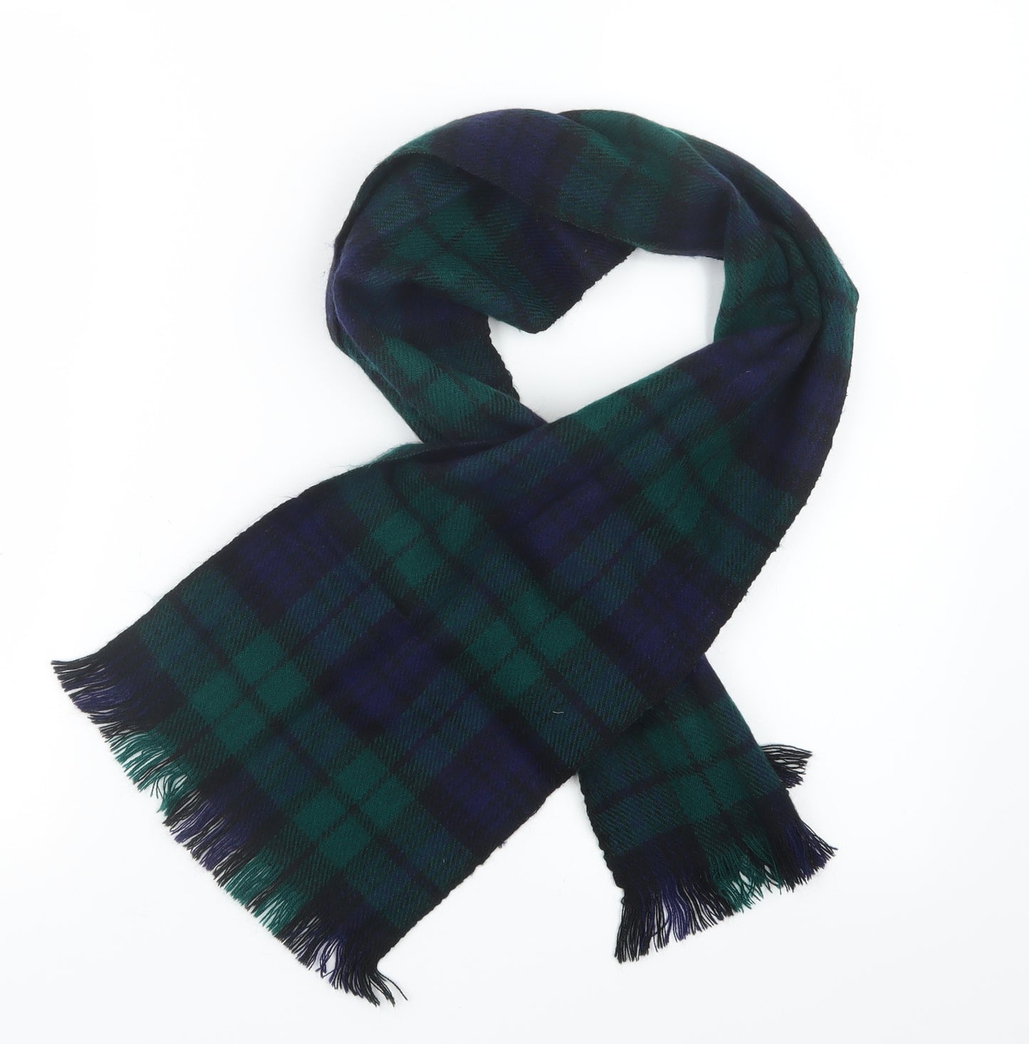 Preworn Mens Blue Plaids & Checks Knit Scarf  One Size
