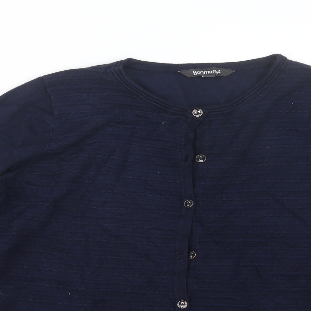 Bonmarché Womens Blue  Knit Cardigan Jumper Size 16
