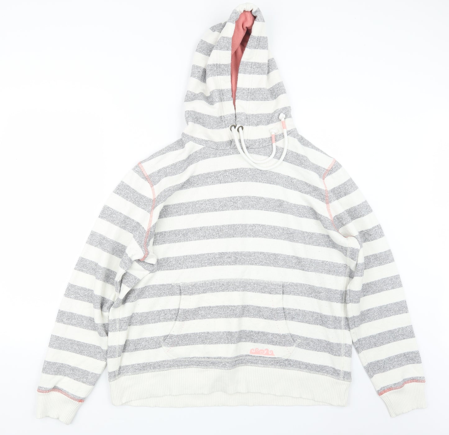 Fat Face Womens Grey Striped  Pullover Hoodie Size 16